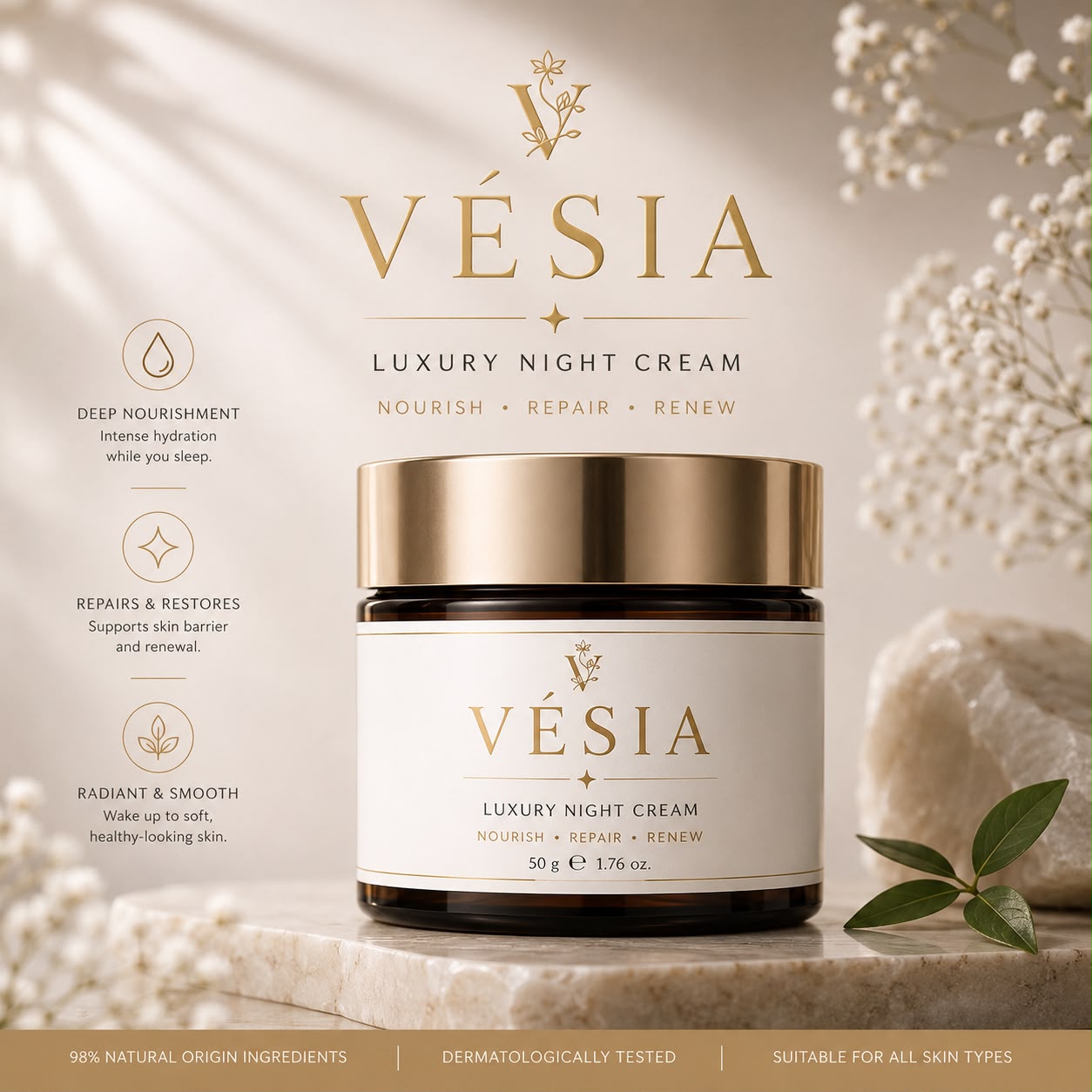 VÉSIA™ Overnight Renewal Cream | Nourish • Repair • Renew