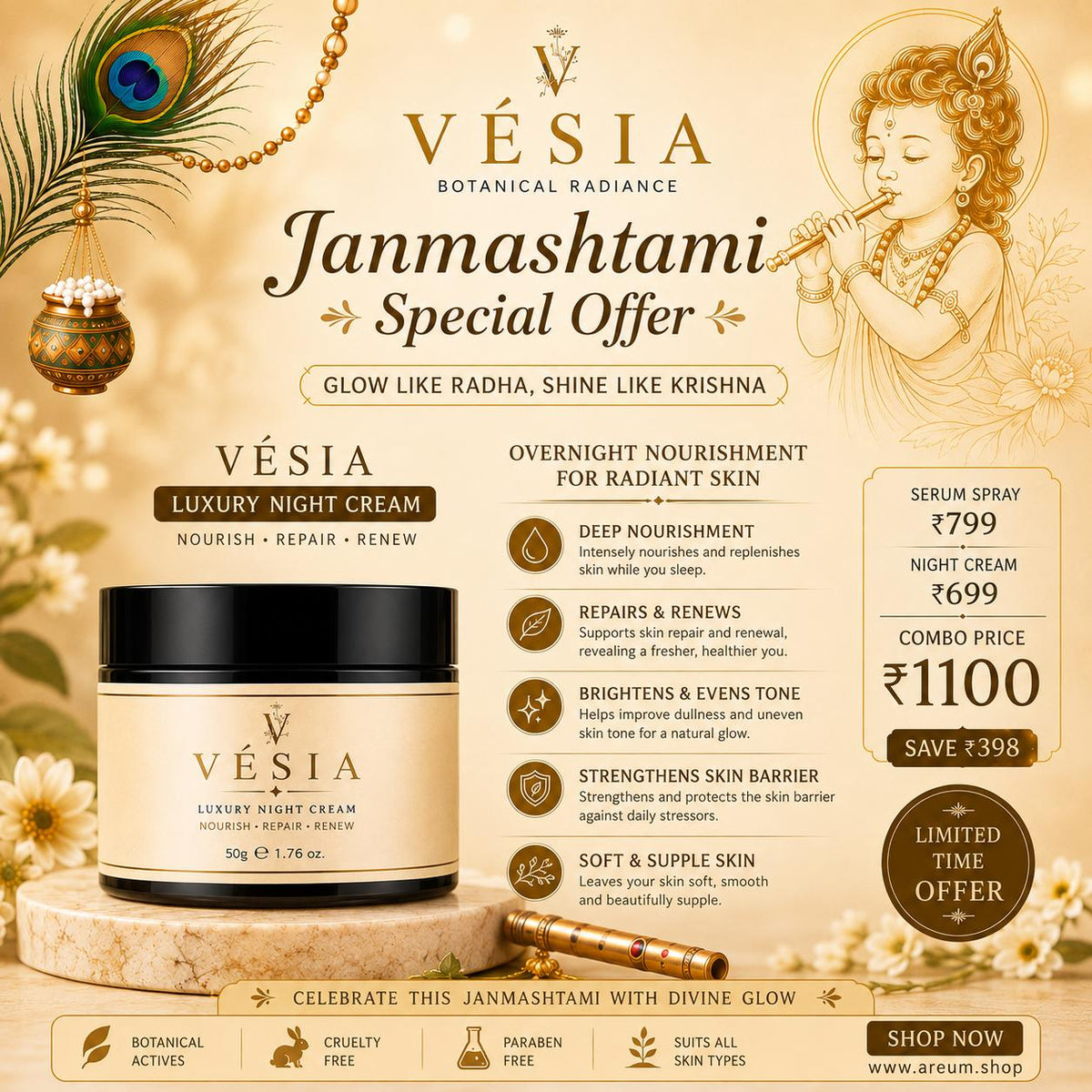 VÉSIA™ Radiance Duo | Glow Serum Spray + Overnight Renewal Cream